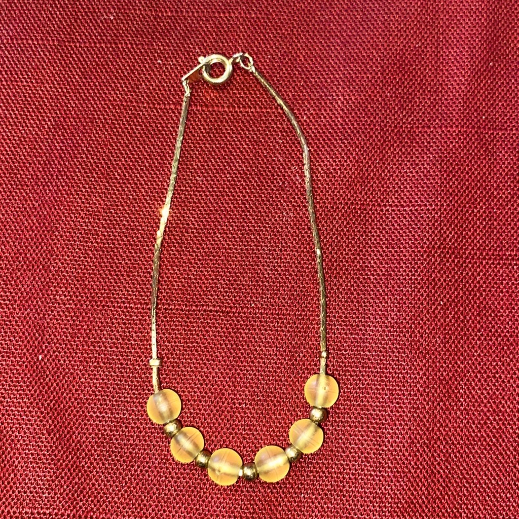 Cute Yellow Beaded Gold Bracelet